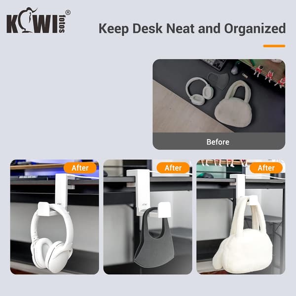wxsp Headphone Stand, Holder with 360° Rotating Headset Hanger and Adjustable Spring Clamp, Desk Gaming Headset Holder Hook Mount, with USB 3.0 x