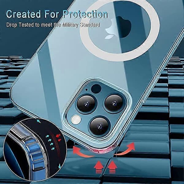 Magnetic Case, Compatible with MagSafe, Ultra-Thin Hard PC Case with Soft TPU Edges, Protective Case for iPhone 13 Pro, Red