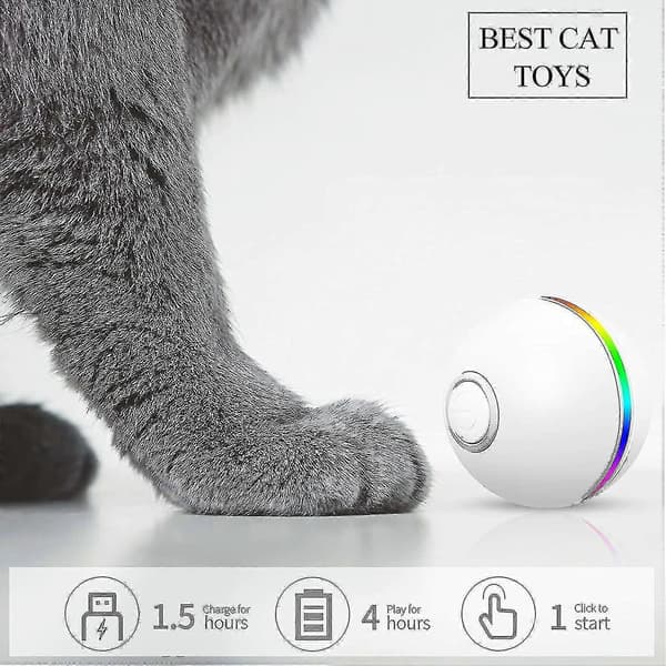 Cat Toys for Indoor Cats, Interactive Automatic 360 Self-Rolling Cat Balls, USB Rechargeable