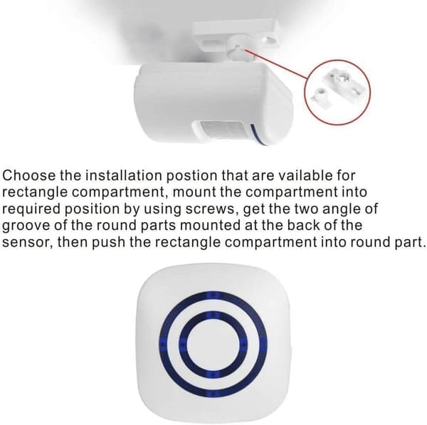 Infrarød sensor-dørklokke, med 1 plug-in-mottaker og 1 bevegelsessensor