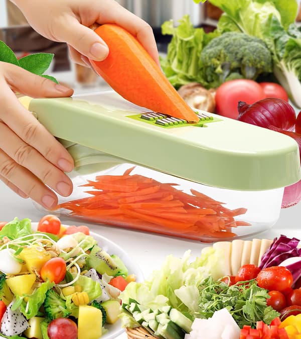 17-in-1 Mandoline Slicer with Container - Vegetable Chopper, Cheese Grater, Multifunctional Food Processor - Kitchen Utensil