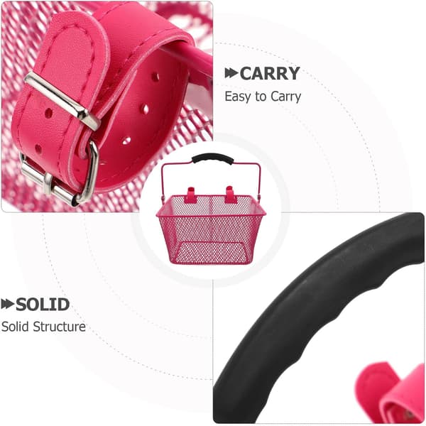 Pink Front-Mounted Bicycle Basket with Quick Release