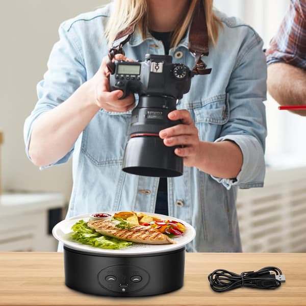 Electric Rotating Turntable, 13 cm 5 kg Load 360 Degree Electric Rotating Display Stand Adjustable Speeds