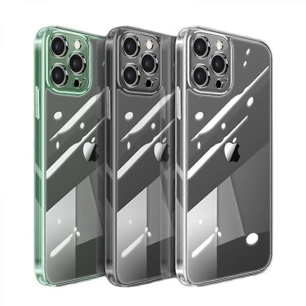 TIL iPhone11 iin Klf Kamerabeskyttelse Sort, iPhone11 Gennemsigtig Sort Glas Klf iPhone11 Klf