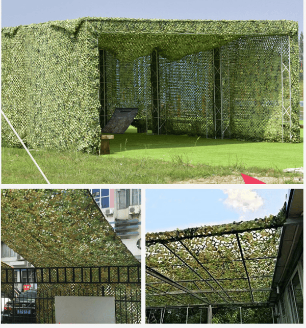 Rektangulær skyggesejl i grønt camouflage net, 3x4m, camouflage
