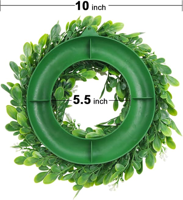 10\" Artificial Boxwood Wreath, Green, for Door