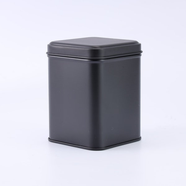 Cornucopia - Fyrkantiga burkar i svart metall; för te, presentförpackningar och förvaring, kapacitet för 1 kopp