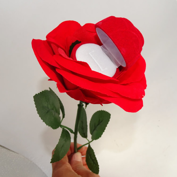 Noble Rose -sormuslaatikko - Kukkasydänkihlasormuslaatikko ehdotussormukseen, seremoniaan, häihin tai erityisiin tilaisuuksiin (punainen 2 kpl)