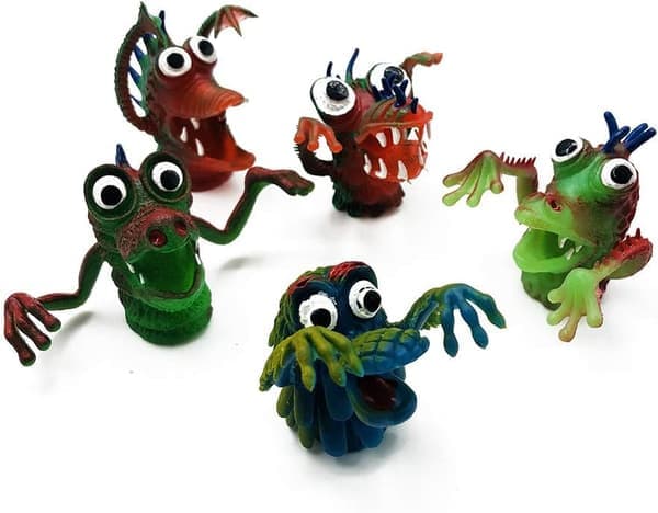 Silikon Monster Fingerdocka 5 delar Tecknad Skrämmande Monsterleksaker 3,3 cm per fingerdocka för barn pojkar och flickor