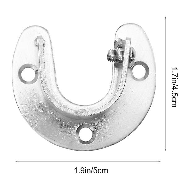 2 st Garderobsfästen Sats Klädstång Gardinrör Poländar Stöd Garderobsstång Fäste Silver 6X5X2CM