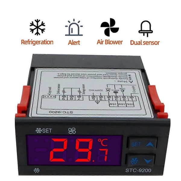 STC-9200 Digital temperaturregulator termoregulator med afrimningsventilator og alarmfunktion