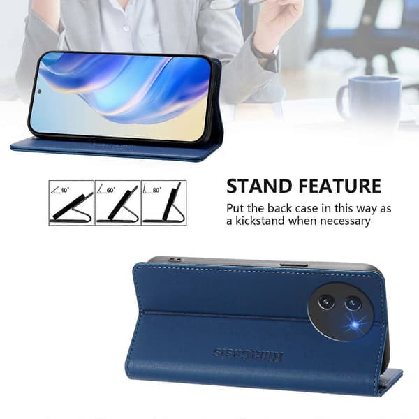 RC01 Dobbeltfoldet Magnetisk RFID Læderetui med Sugekop (Til DOOGEE Note 59 / Note 59 Pro)