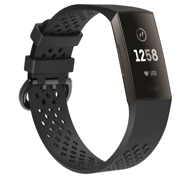 Fitbit Charge 3/4 armbånd silikon Svart (L)
