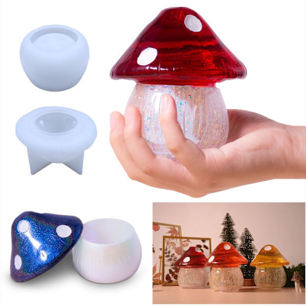 Silikonform for DIY Krystall-dråpelimform Soppoppbevaringsboks