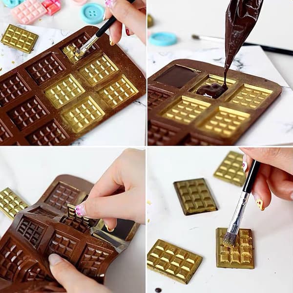 2 stk. Mini Silikone Chokoladeforme, Non-Stick Chokoladeform, Brune Isterningebakke Slik Chokolade Bage Køkkenform (Brun-2 pak)