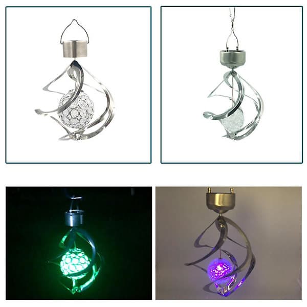 Solcellelampe udendørs krone kugle vindspil velegnet til have- og gårdsdekoration stil 1