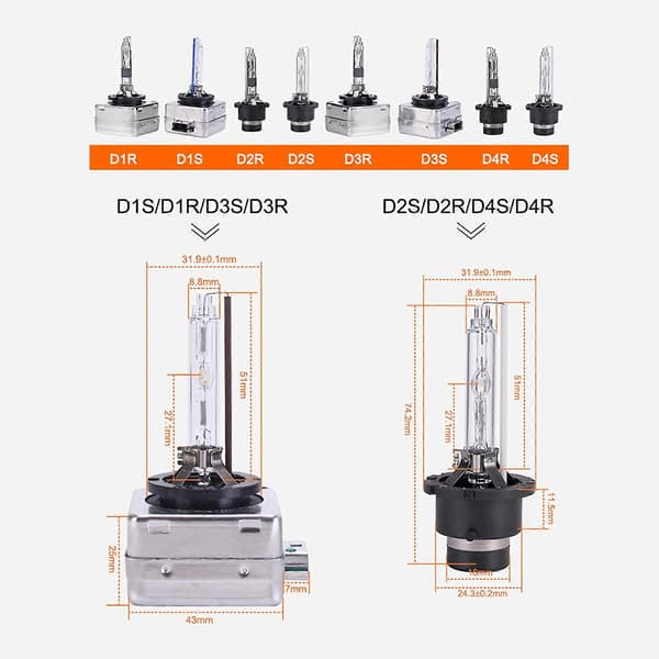 2 stk. D4R 35W HID-pærer Xenonlys, DC 12V