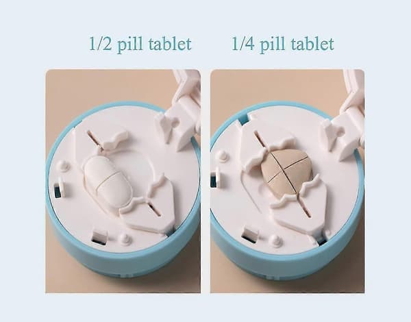SDIGV Pillekutter, 1/4 Deler, 1/2 Deler Robust Tablettkutter, Skjult Blad, Ideell for å Kutte Vitaminer, Tabletter (Blå) Blå Blue