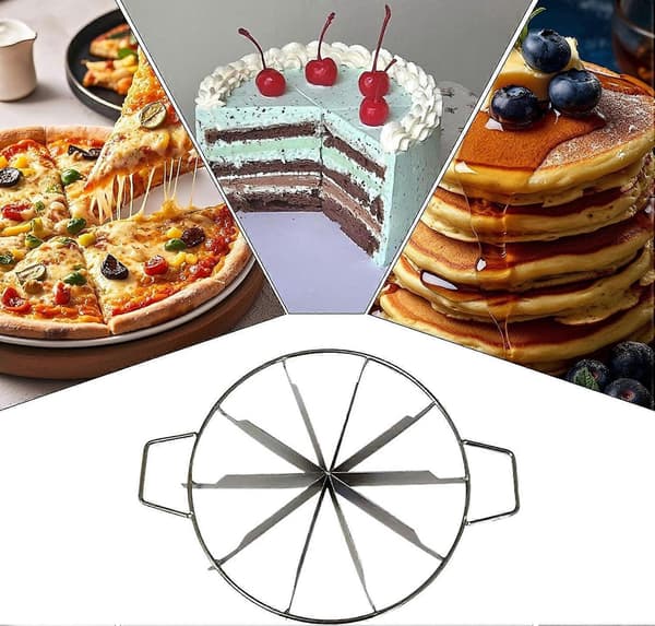 Kake- og pizzakutter i rustfritt stål for jevne skiver Bryllupsfest Dessert 10 kutt