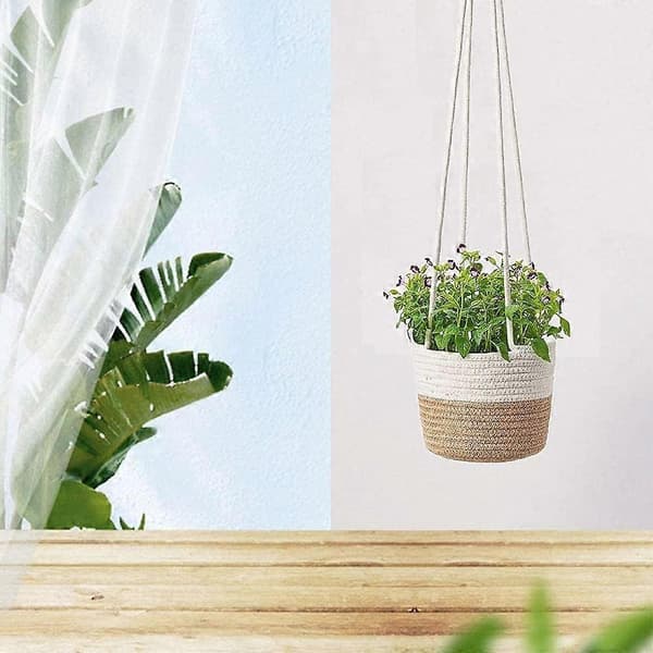 1 st Jute Hängande Blomkruka, Hängande Vävd Korg
