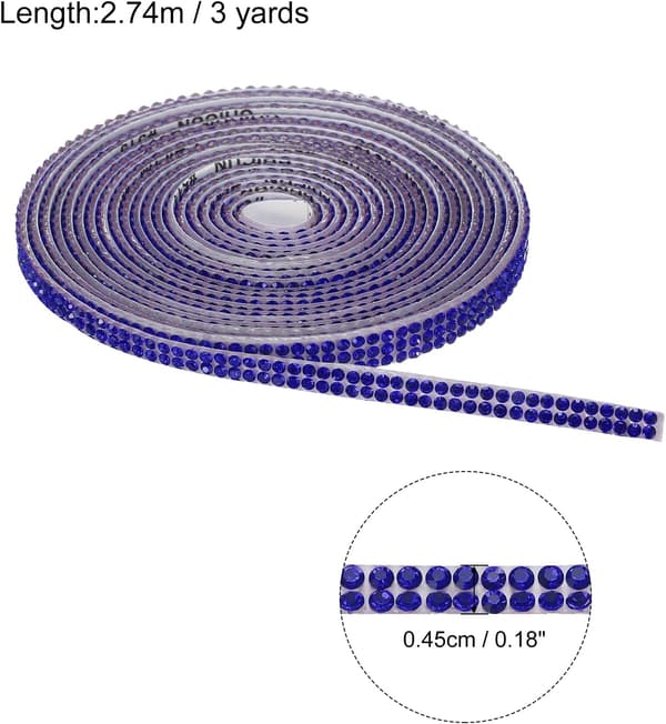 Strassband 0,45 cm x 3 Yard 2 rader, mörkblå Orange 18AWG,25ft