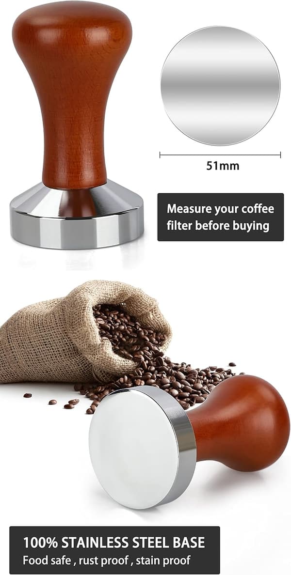 51MM Spring Loaded Coffee Tamper 304 Stainless Steel Flat Base Coffee Tamper Flat Base Coffee