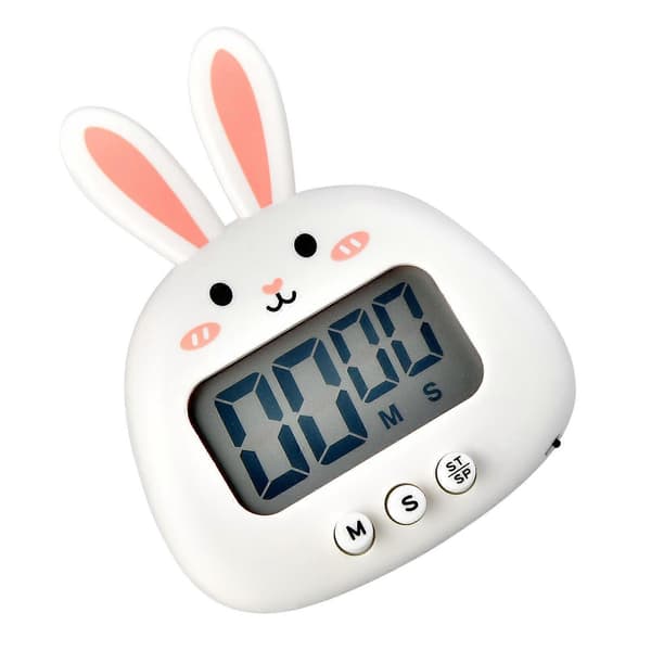 Digital Kitchen Timer Cute Rabbit Magnetic Easy Operation Accurate Clear Alarm for Cooking and Office