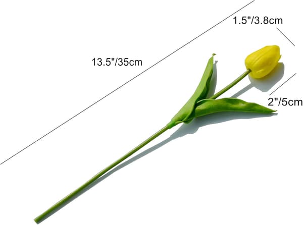 20 gule kunstige silketulipaner, 35 cm, til hjemmet