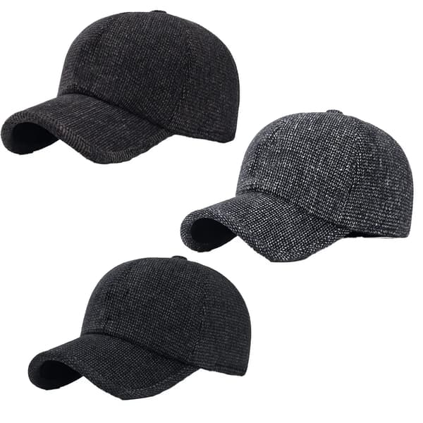 Baseballcaps for menn, vintervarm fleece med øreklaffer, caps med brem
