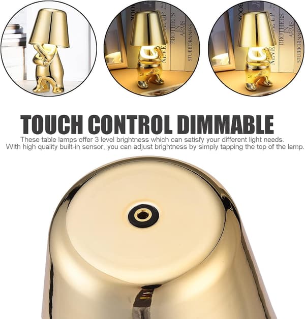 Touch Control Table Lamp | USB Rechargeable LED Lamp with 3-Step Dimming, Portable Decor for Bedside & Office