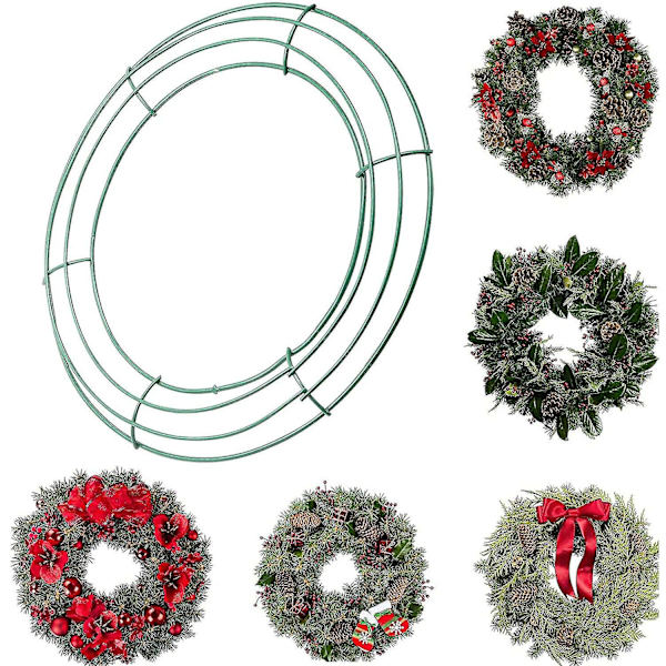 14 Tommer Trådkransramme Metal Rund Krans Kompatibel Medm Lavning Ringe Grøn Kompatibel Med Julefest Hjem Decor