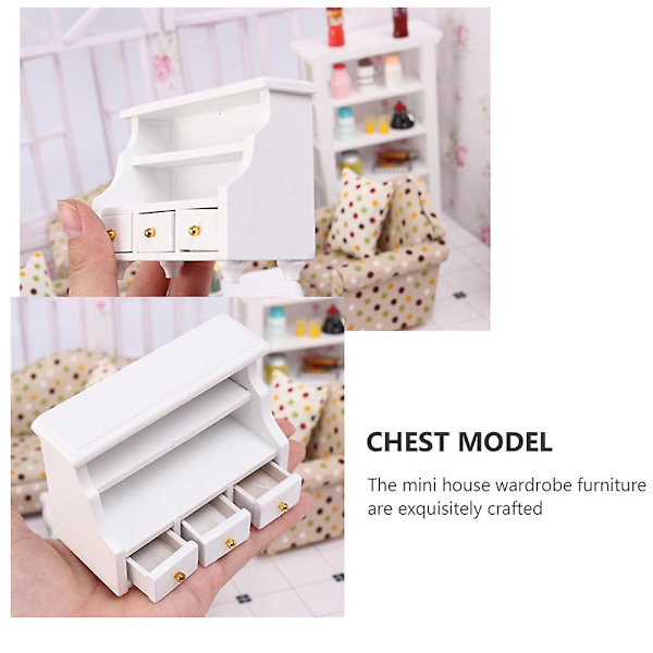 Miniatyyrinukkekotihylly Puinen Nukkekodin Kalusteet 1:12 Mittakaava Mini Talo Rinta Puinen Kaluste Valkoinen White 9.7X6.7X3.7CM