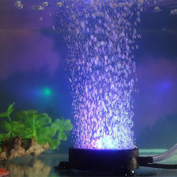 LED Akvarium Luftsten Fiskedam Bobler Lys Luftsten Diffusor Dekoration Lampe Med Sugkop Farverig Baggrundsbelysning (2,2 tommer Lysdisk (ingen Fjernbetjening))