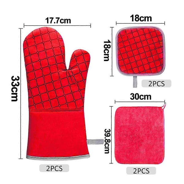 Culinary Essentials, Durable Quilted Oven Mitts With Non-Slip Silicone Surface, Machine Washable Kitchen Towels For Easy Cleaning, 6 Pieces