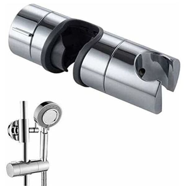 Handheld Shower Head Adjustable Shower Bracket Replacement for 18-25mm Slide Bar Shower Rail Clamp Holder, Chrome (Grey)