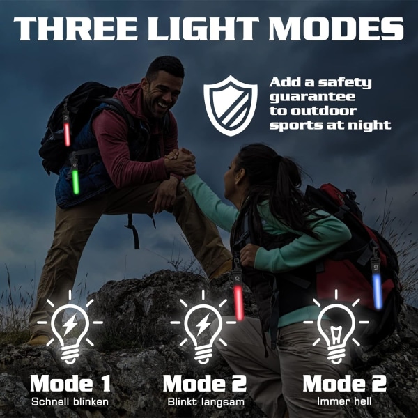 6-pak reflekterende LED-blinkende lys taskevedhæng, 3 LED-tilstande, sikkerhedslys, reflektorer til børn, med LED til vandring, jogging