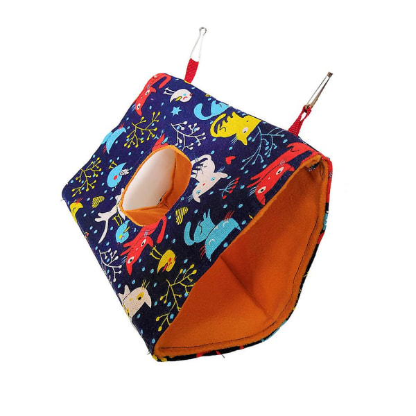 Triangelformad Papegojhängmatta Vila Bo Näst Canvas Fågelnäst Hängande Sovplats Fågeltillbehör (katt, Orange I Blue 24x15cm