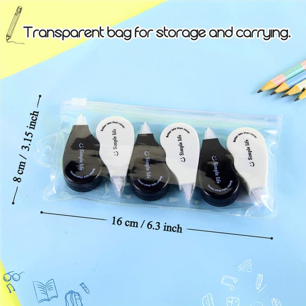 Mini Correction Tape 6 PCS Correction Mouse White and Black Correction Tape Roller School and Office Supplies