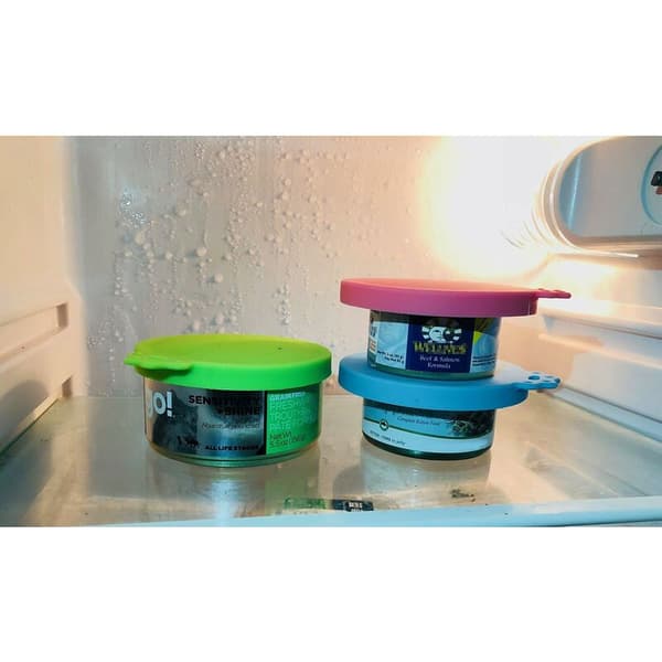 3-pack silikonlock för hund- och kattmatburkar, universell storlek, passar M