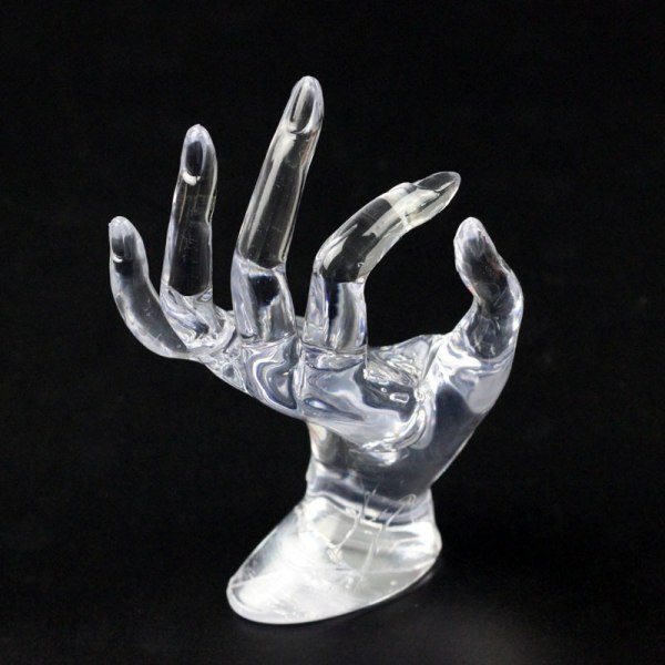 Håndsmykkeholder, armbåndsring, ursmykkeholderstativ, mannequinhånd, polyresin, 6,6 tommer (gennemsigtig)