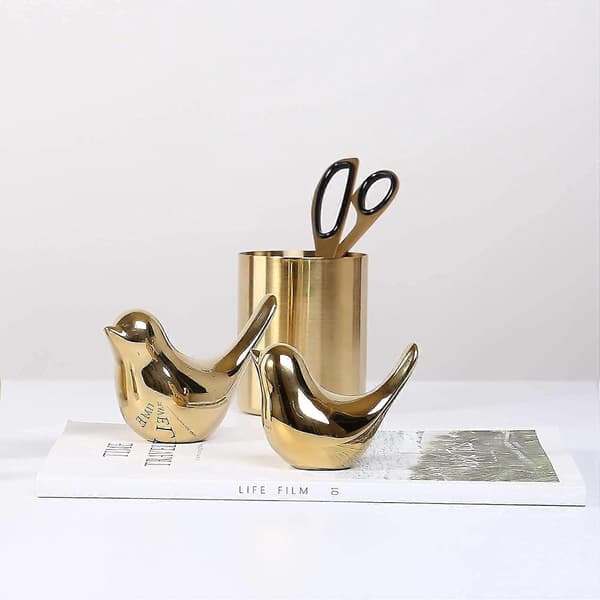 Small Golden Ceramic Animal Statue Home Decor Modern Ornaments