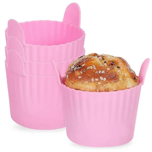4 stk. silikone muffinforme Cupcake silikoneforme Cupcakeforme Bageforme Bagekopper til Airfryer som vist 7.50X7.00X7.00CM