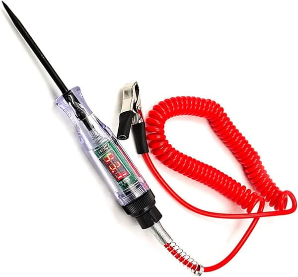 Heavy Duty 3-70V Car Test Light, Digital LED Relay Tester with 110\" Telescopic Spring Cable