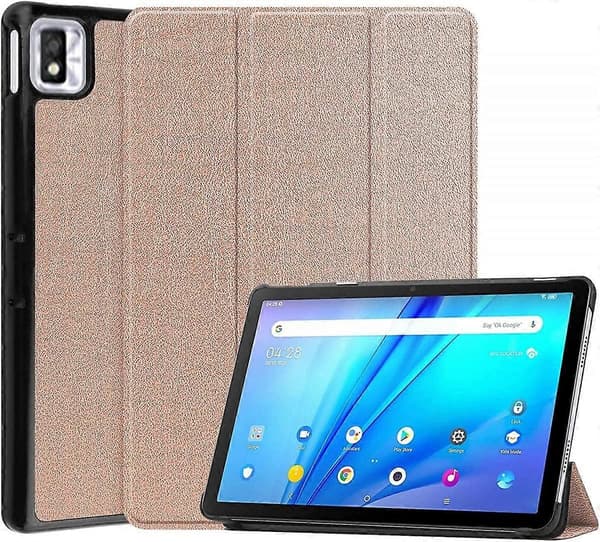 For TCL Tab 10s 10.1 inch, Tri-fold Slim Lightweight Protective Hard Shell Smart Case for TCL Tab 10s Tablet Case with Stand - Rose Gold