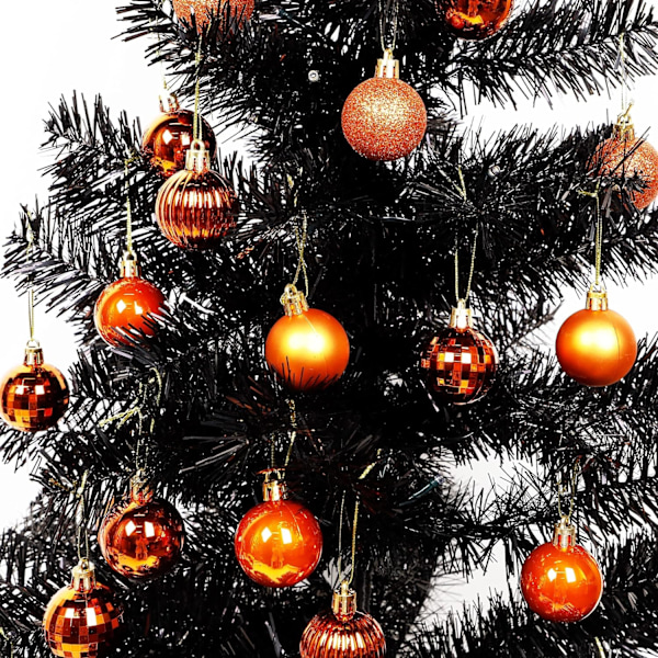 Julgranskulor med försträngda julgransdekorationer, hängande prydnadsföremål, orange