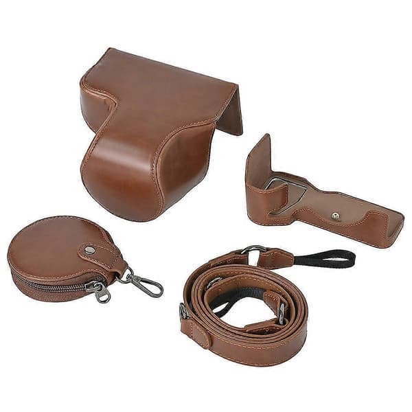R2u For Sony A7C II A7CR Removable Camera Case PU Leather Battery p8y Opening Case with Lens Bag - C