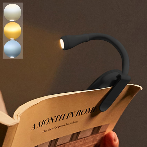 Book Light, Rechargeable Clip-on Reading Light, Adjustable Brightness