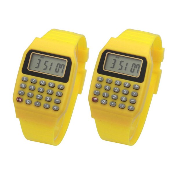 2st Watch Miniräknare Bärbar Kalkylklocka Watch Geometrisk Operation Watch Födelsedagspresent Yellow 22.5*3.3cm
