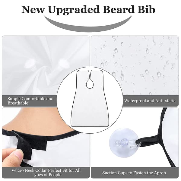 Shaving Bib for Shaving, Beard Apron, Beard Shaping Tool, Beard Trimming Catcher, Trimming Accessories White White