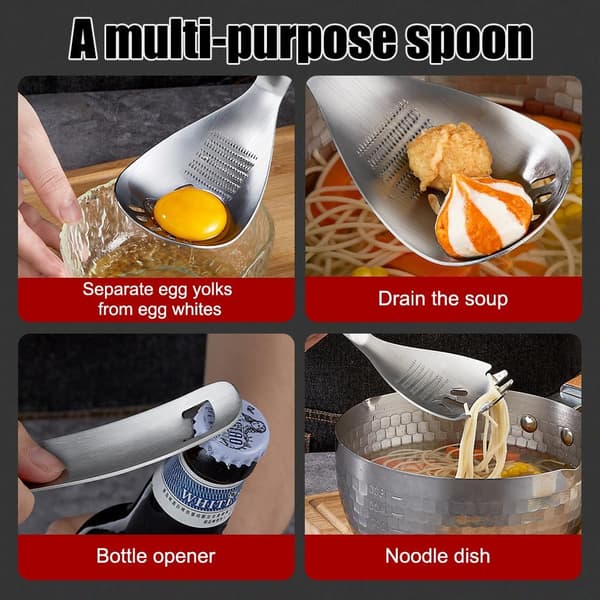 304 Stainless Steel Multifunctional Grating Spoon - Reverse Grating Design Garlic Ginger Press Tool for Home Kitchen